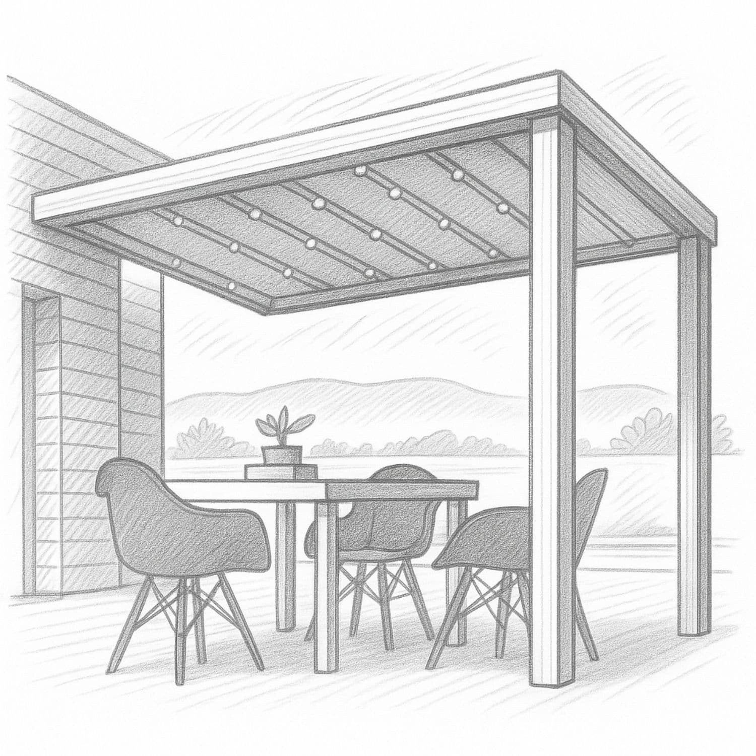 Pergola Sistemler teknik çizim